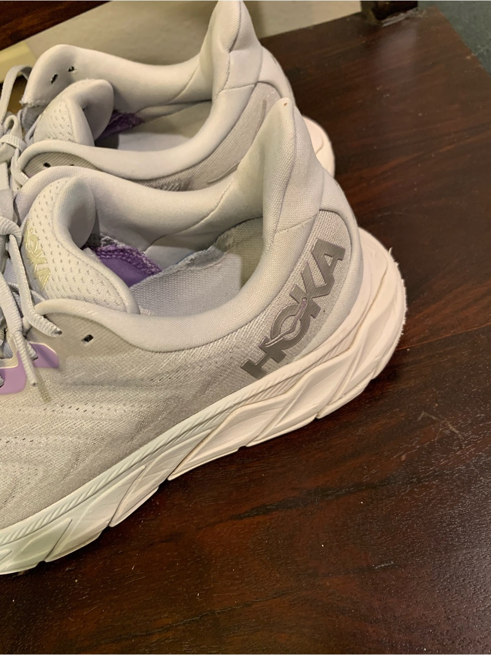 Hoka Women's Light Gray Athletic Shoes with Lavender Accents - Picture 6 of 9